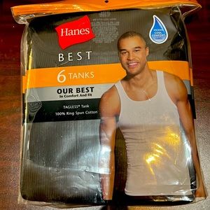 Hanes Men’s Tagless 6 Tanks - New. Never been opened bag.